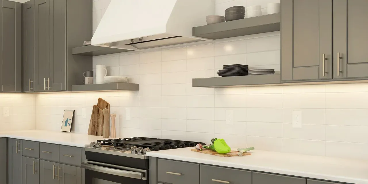 Kitchen with subway tile backsplash