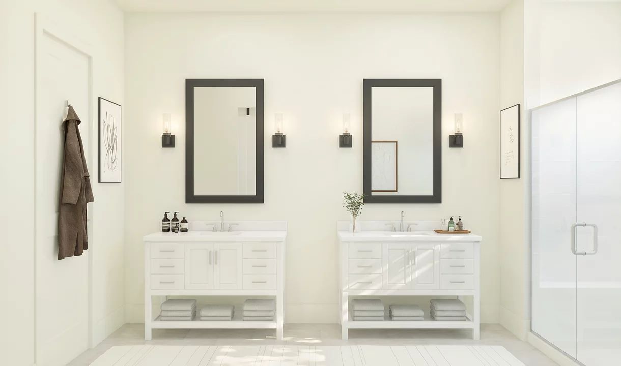 Primary bath with dual vanities