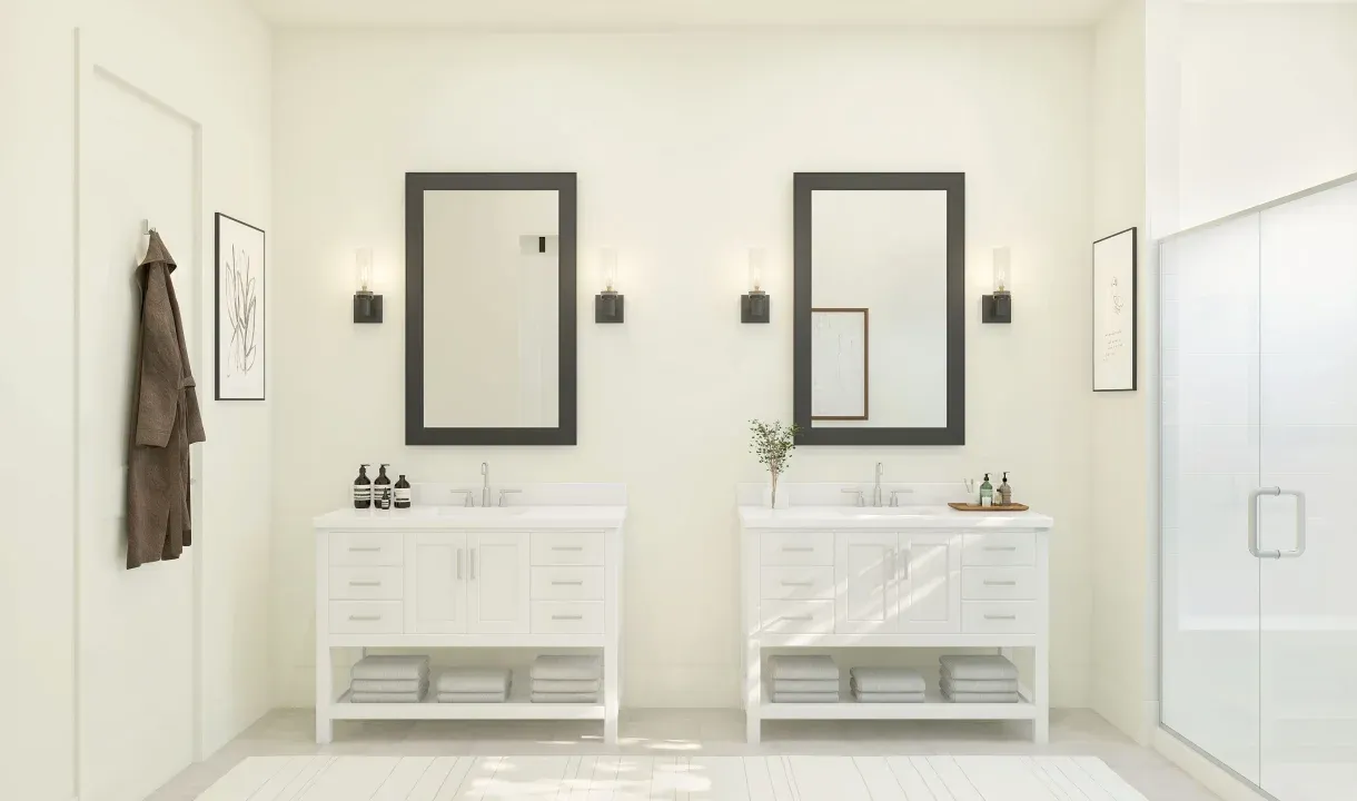 Primary bath with dual vanities