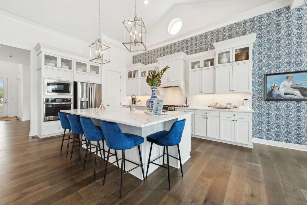 Kitchen with pendant lighting