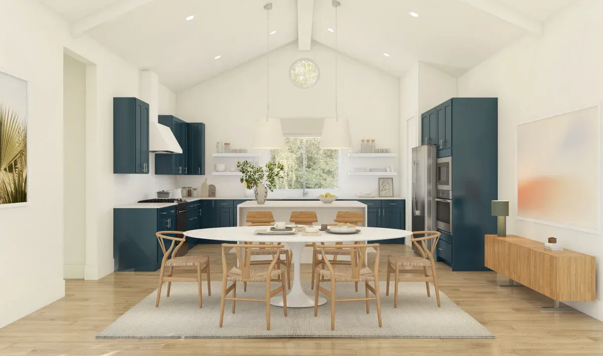 Dining area with vaulted ceiling