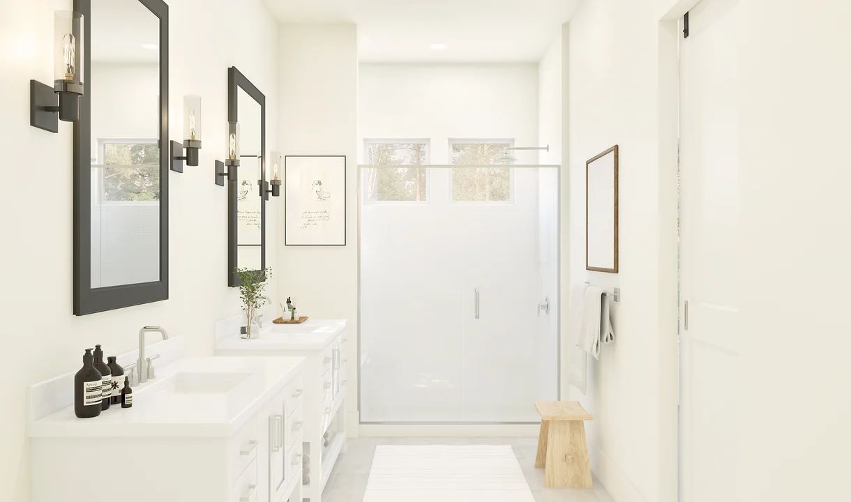 Primary bath with dual vanities and shower