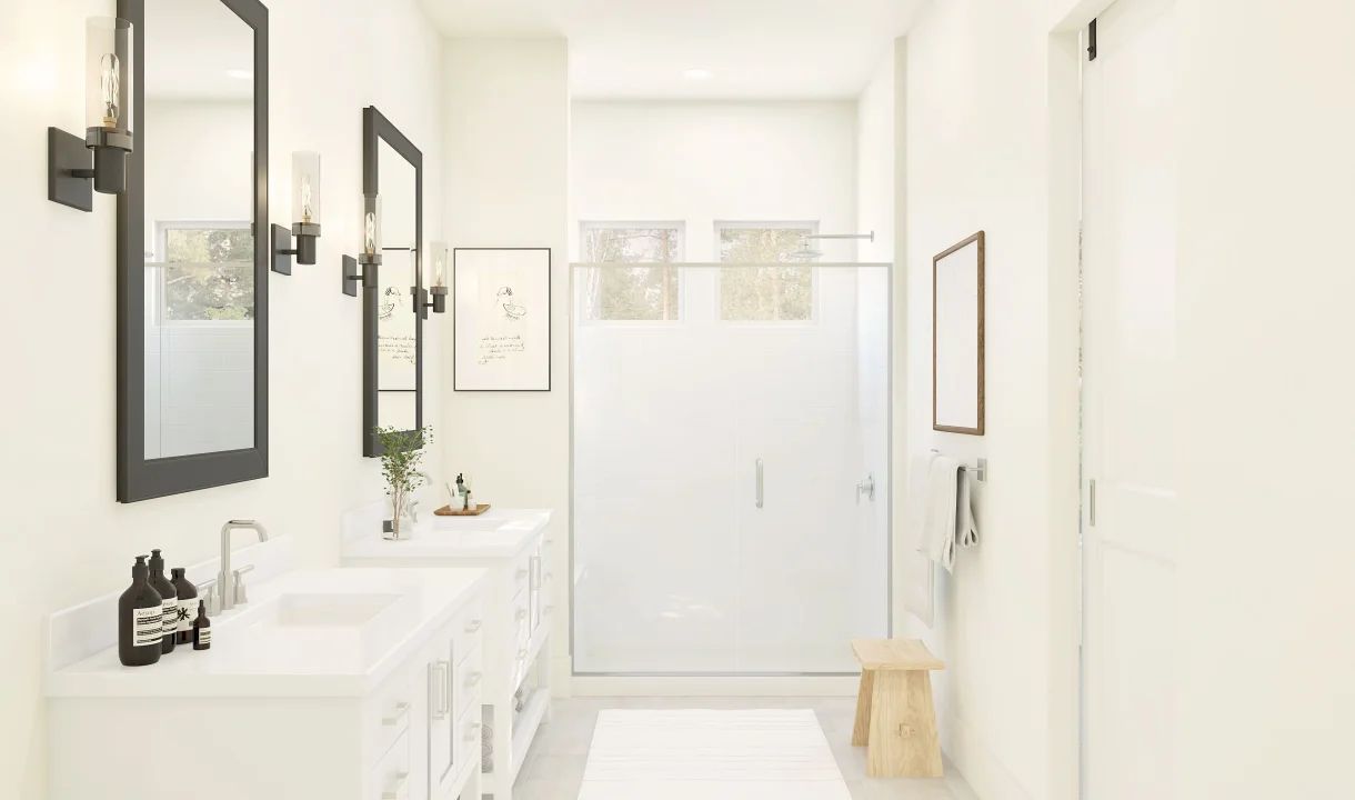 Primary bath with dual vanities and shower