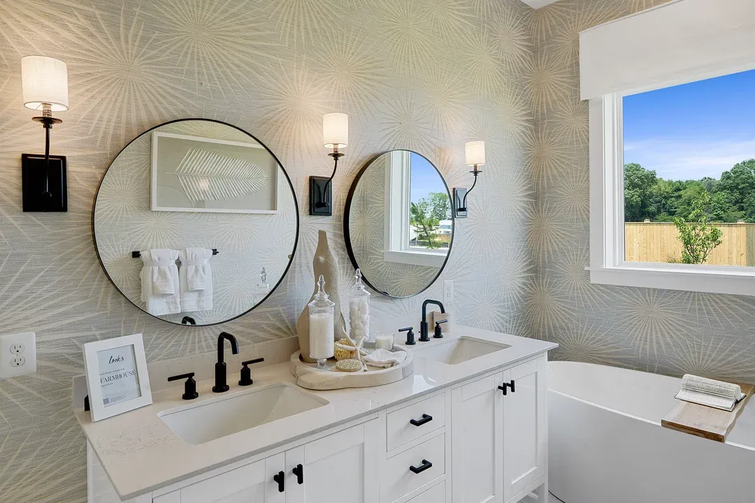 Primary bath with double vanity and optional freestanding tub