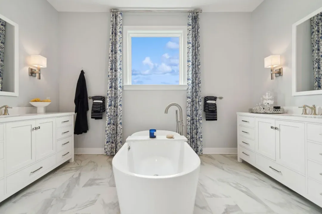 Primary bath with dual vanities