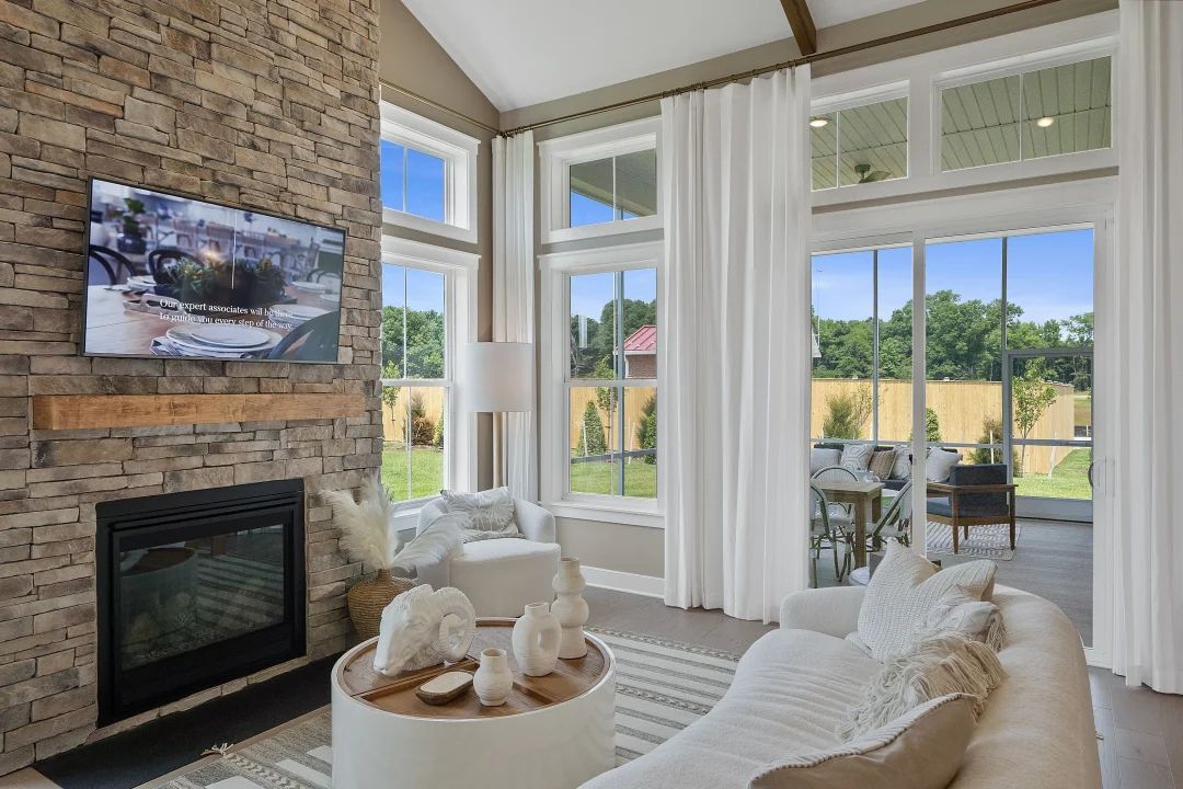 Great room with fireplace