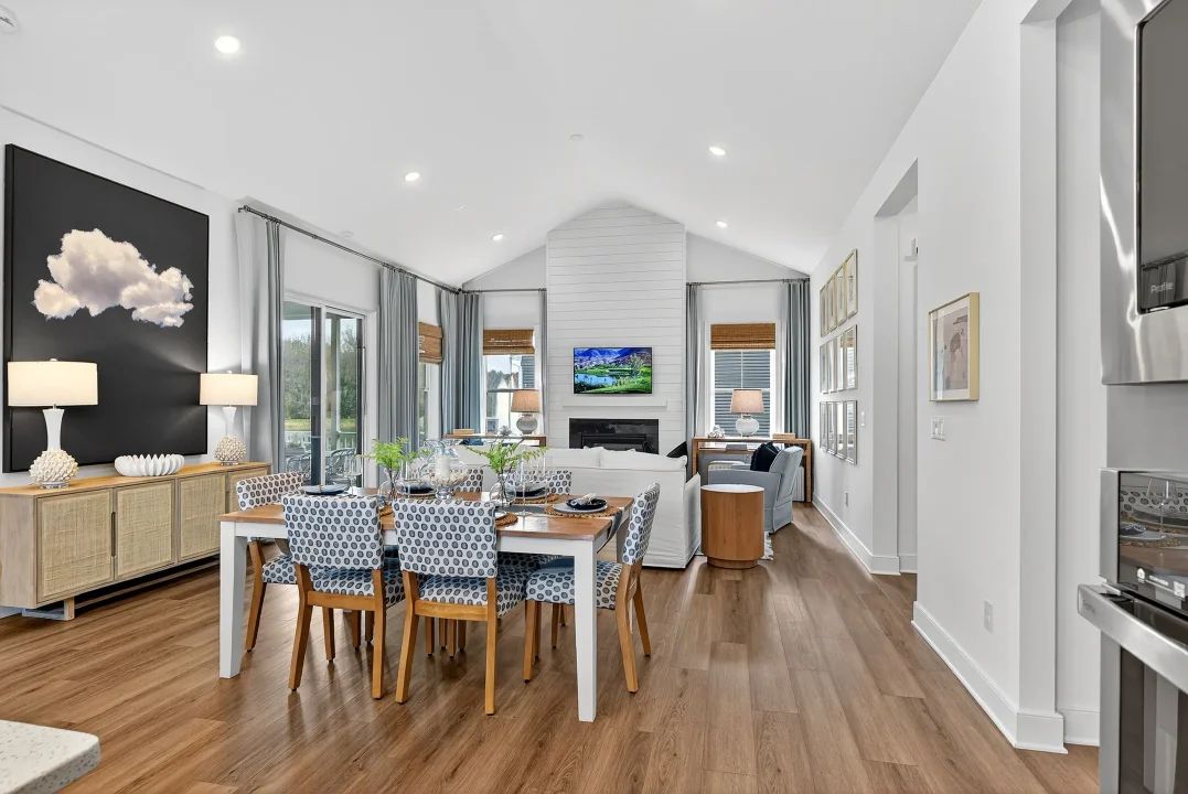 Great room with vaulted ceiling