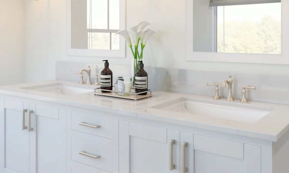 Primary bath with brushed nickel fixtures