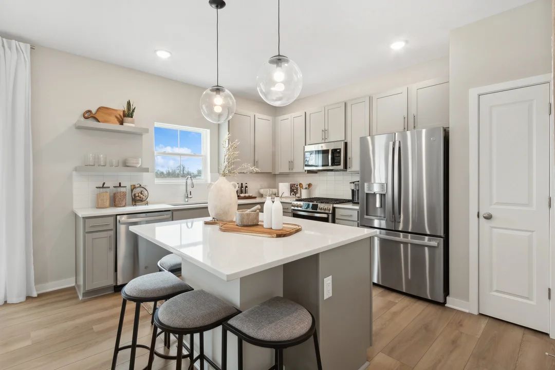 Kitchen with pendant lighting