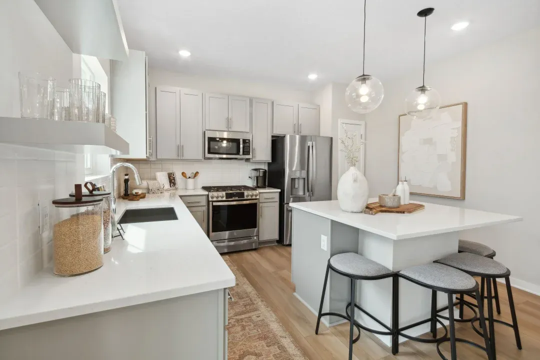 Kitchen with white cabinets