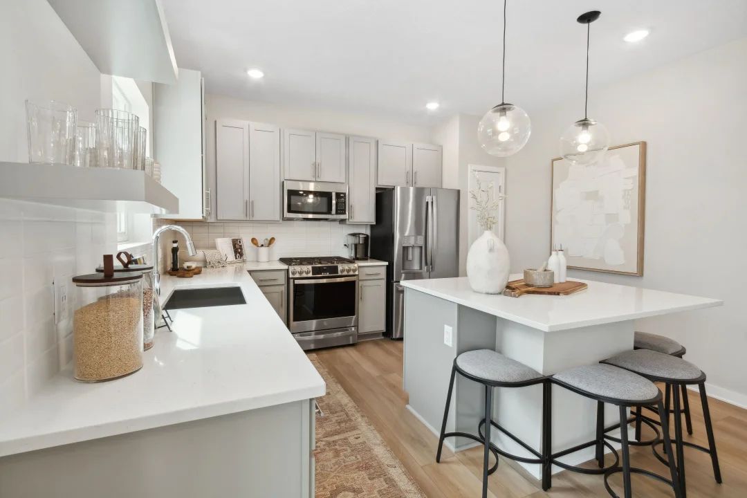 Kitchen with white cabinets