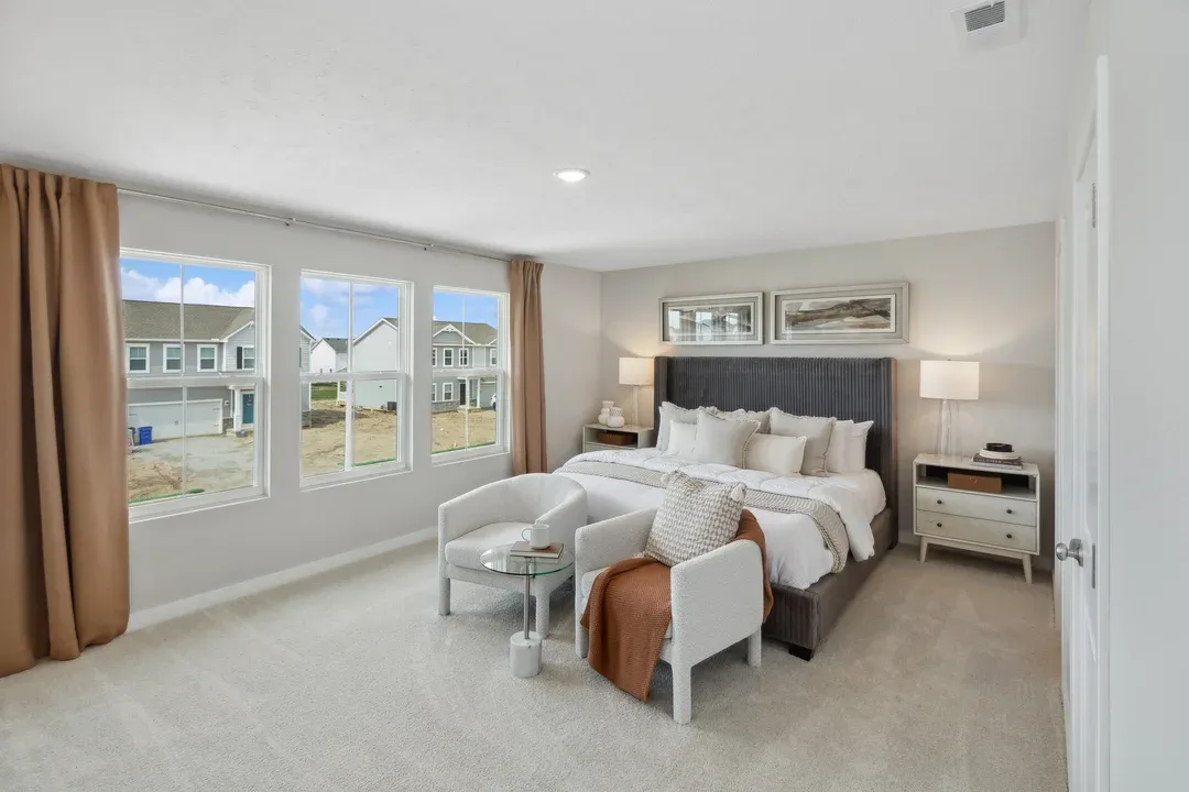 Primary suite with plush carpeting