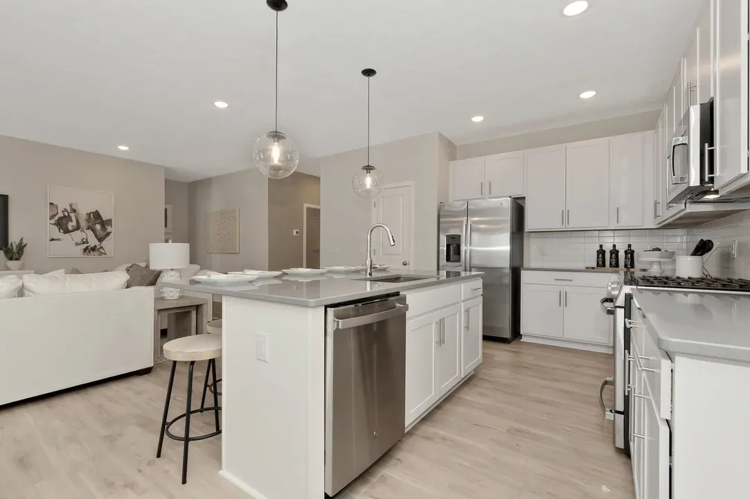 Kitchen with pendant lighting