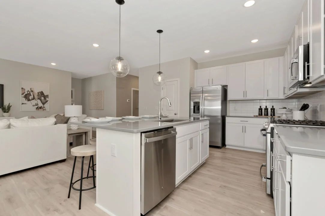 Kitchen with pendant lighting