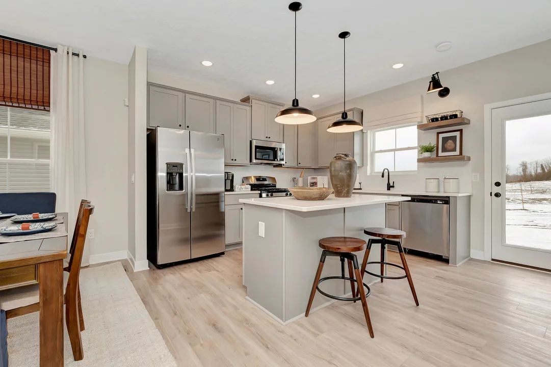 Kitchen with pendant lighting