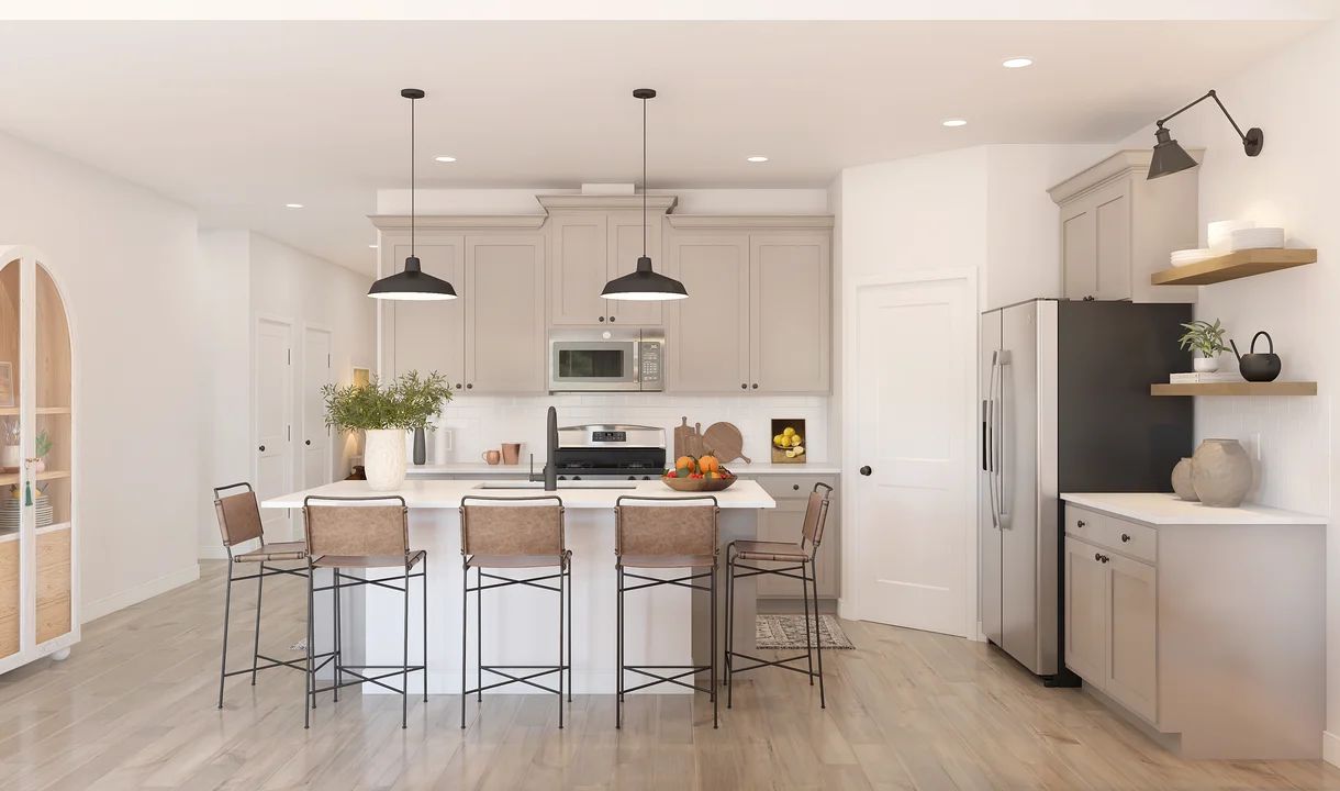 Kitchen with pendant lighting