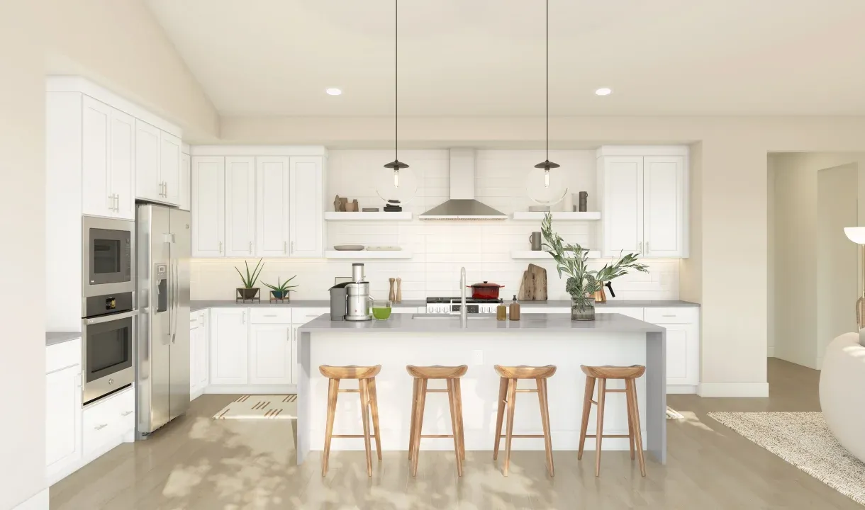 Kitchen with pendant lighting