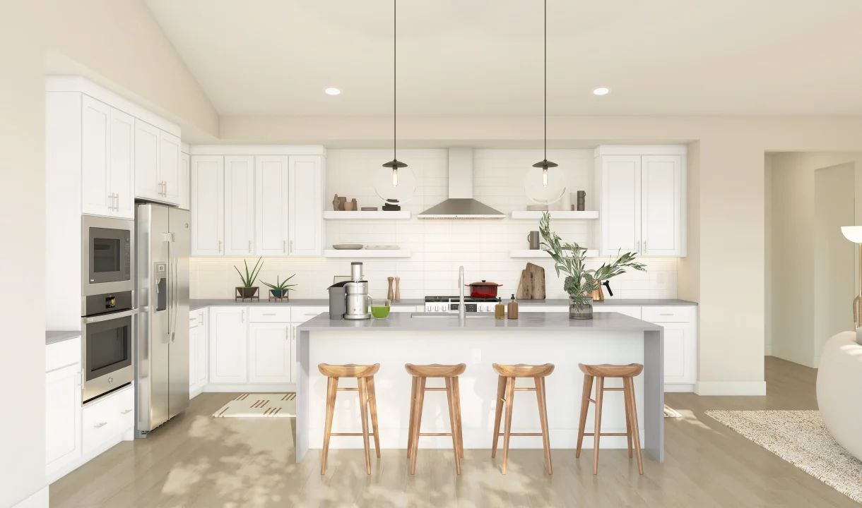 Kitchen with pendant lighting