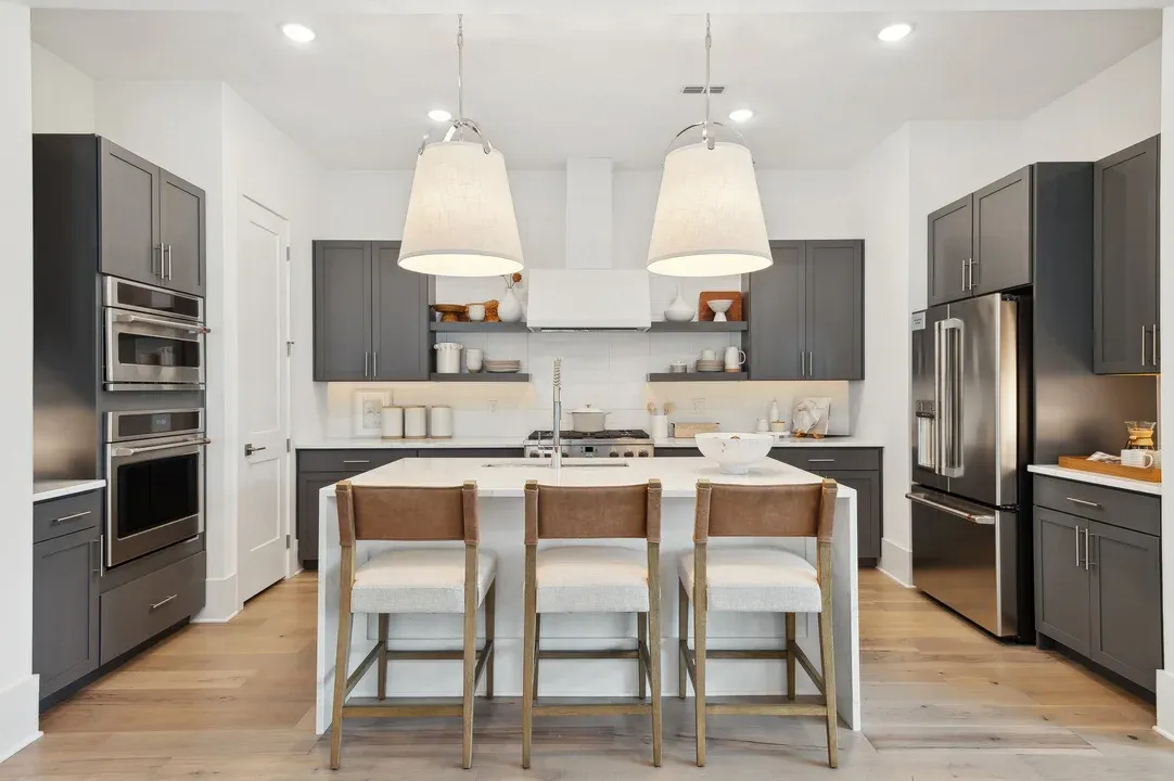 Kitchen with pendant lighting over island