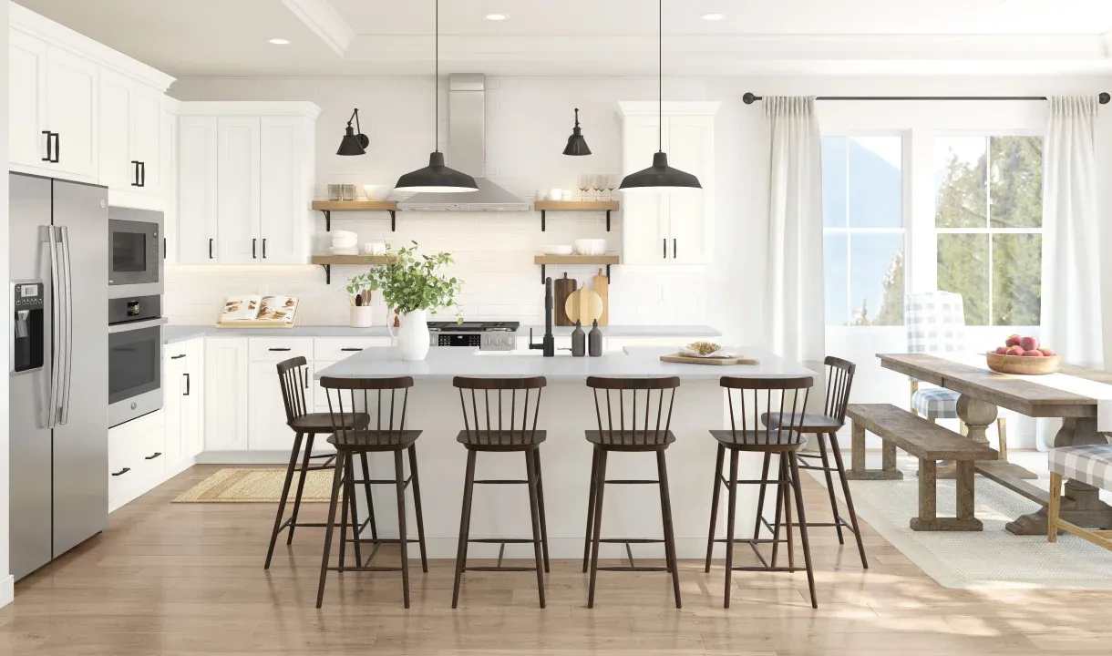 Kitchen with pendant lighting