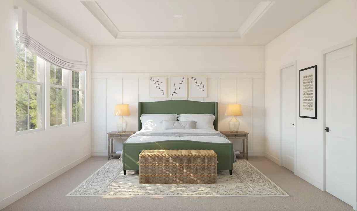 Primary suite with decorative feature wall