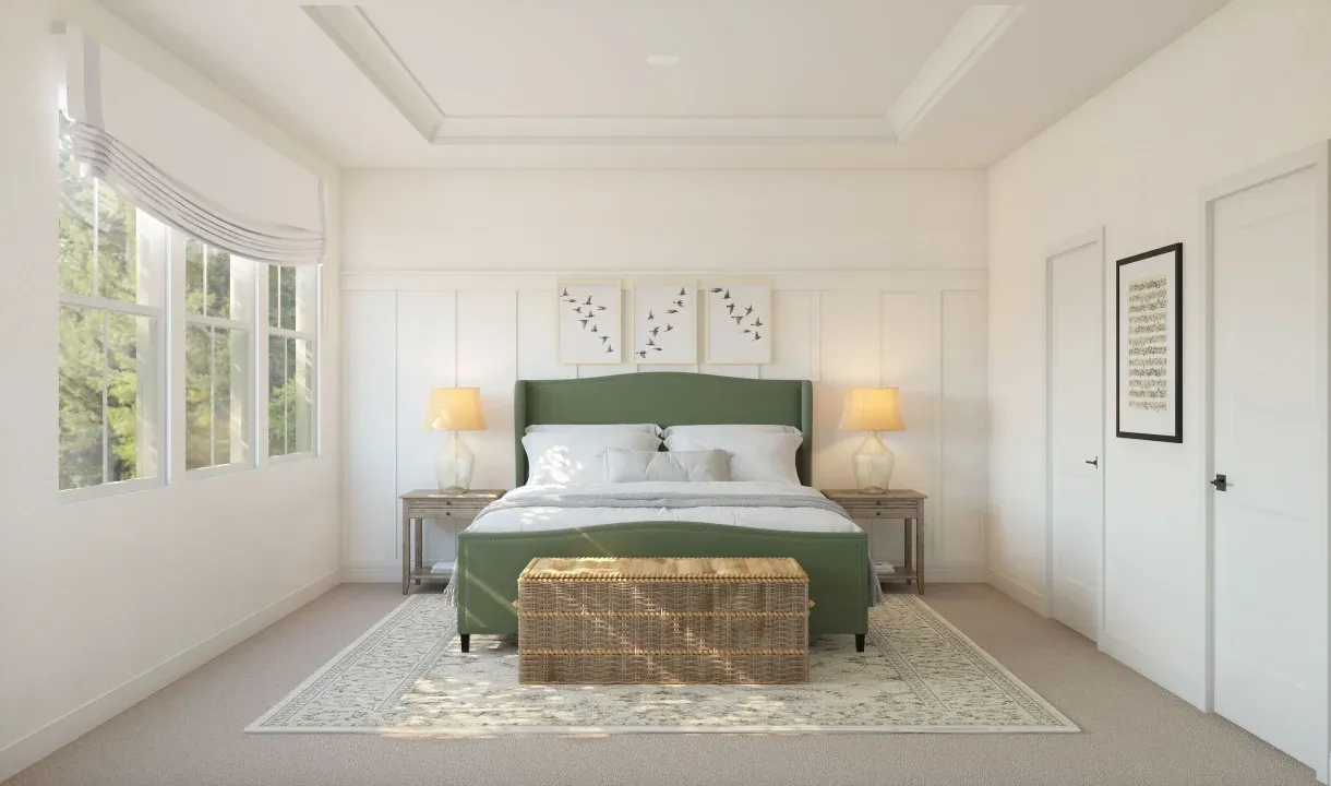 Primary suite with decorative feature wall