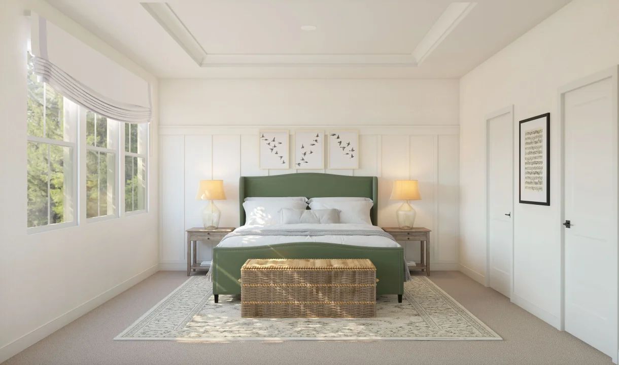 Primary suite with decorative feature wall