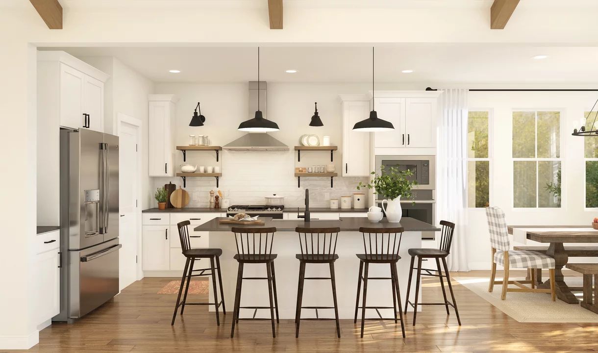 Kitchen with pendant lighting