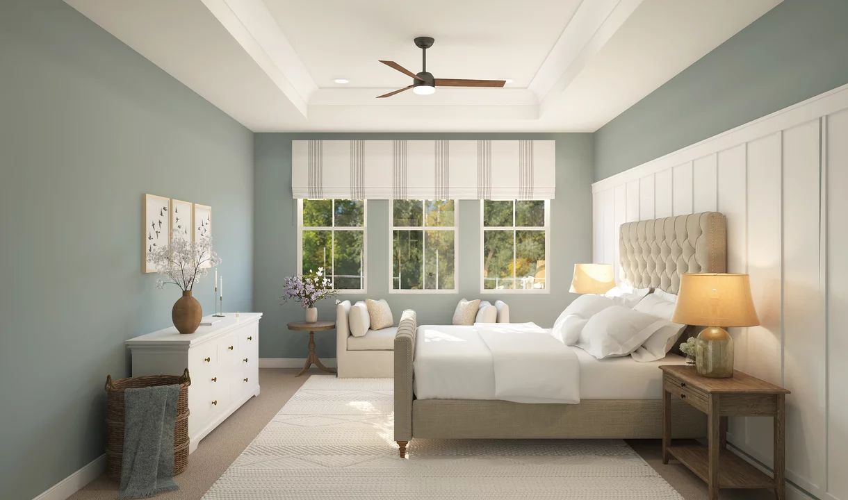 Primary suite with decorative feature wall