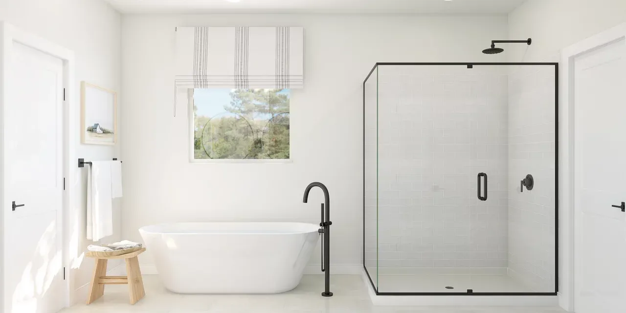 Primary bath with freestanding tub