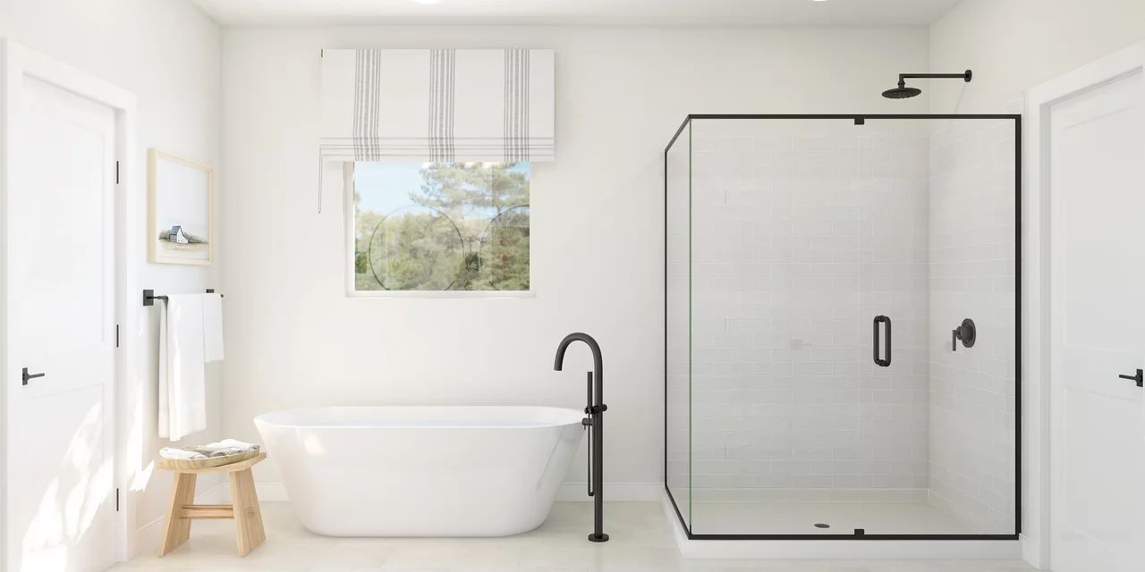 Primary bath with freestanding tub