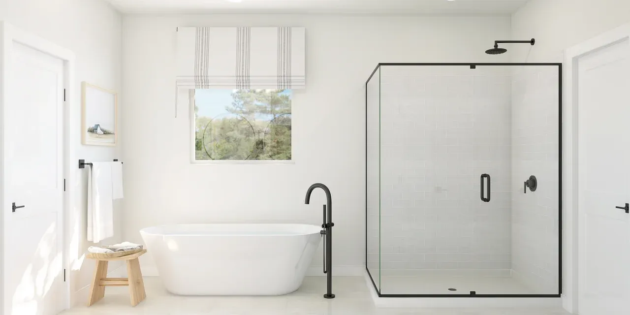 Primary bath with freestanding tub