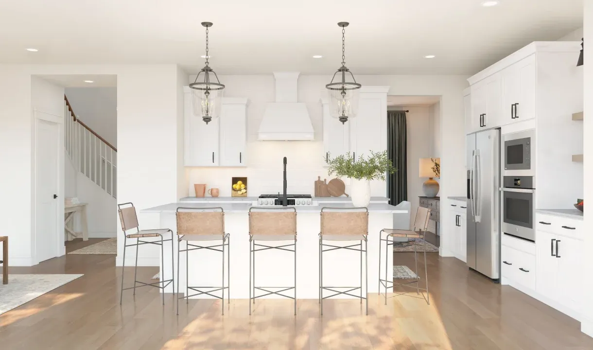 Kitchen with pendant lighting