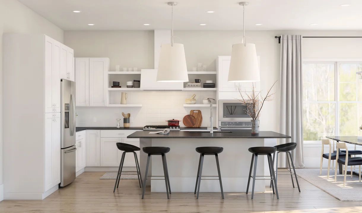 Kitchen with pendant lighting