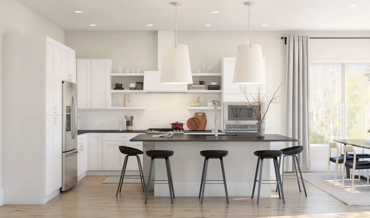 Kitchen with pendant lighting
