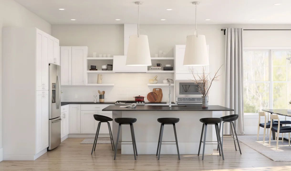 Kitchen with pendant lighting