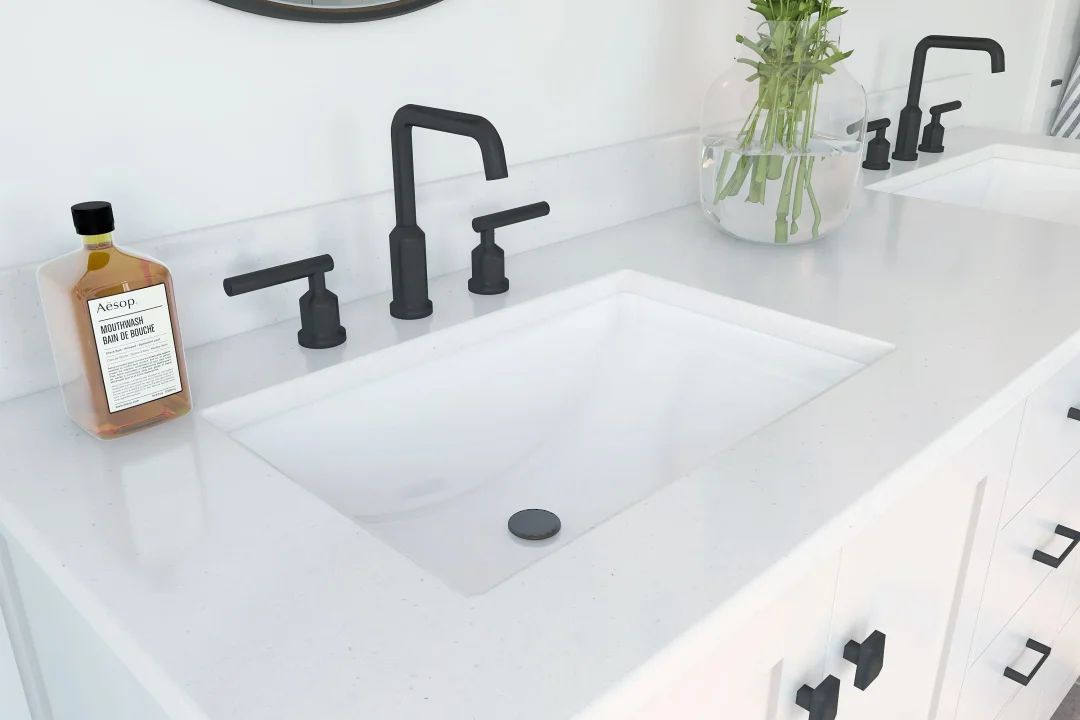 Primary bath with matte black fixtures