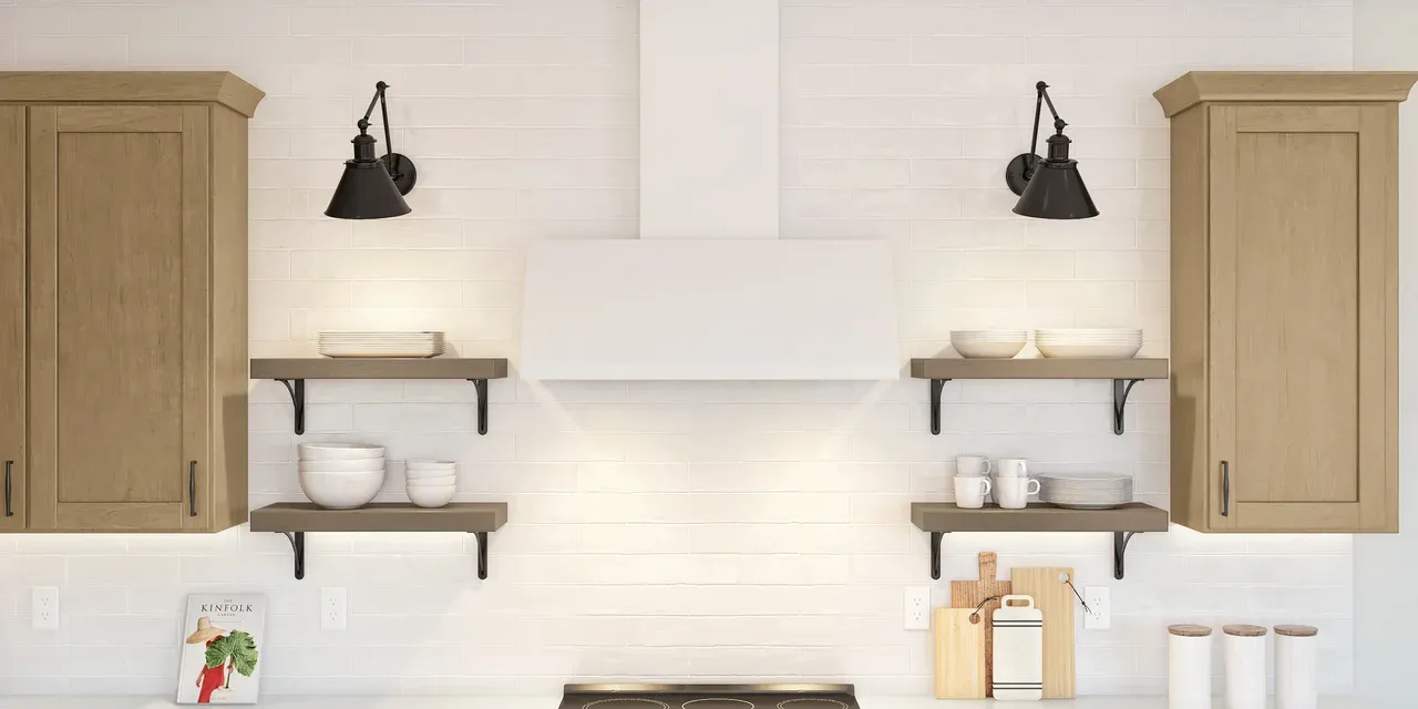 Kitchen with floating shelves