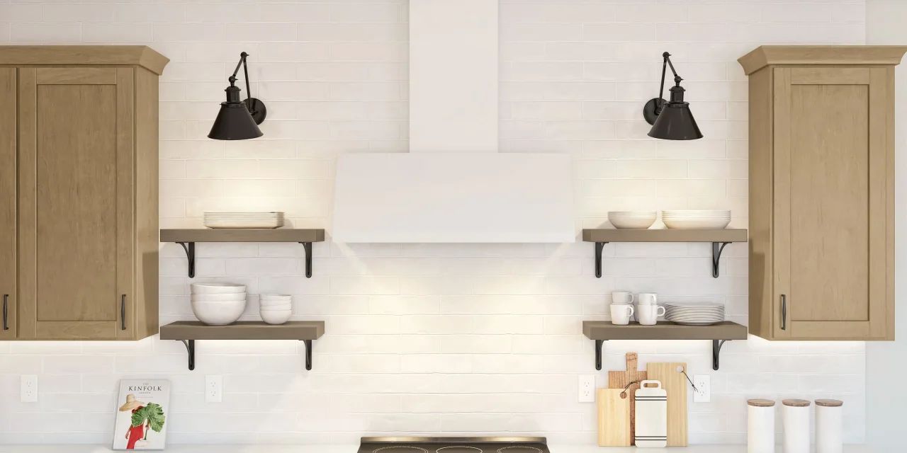 Kitchen with floating shelves