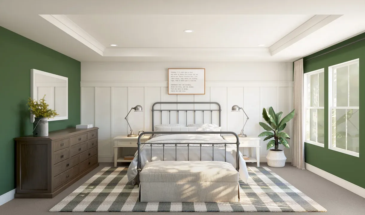 Primary suite with decorative feature wall