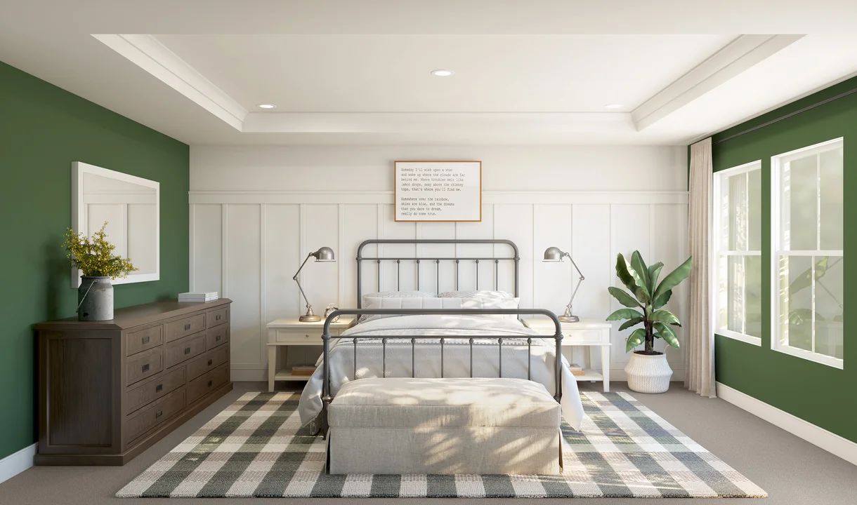 Primary suite with decorative feature wall