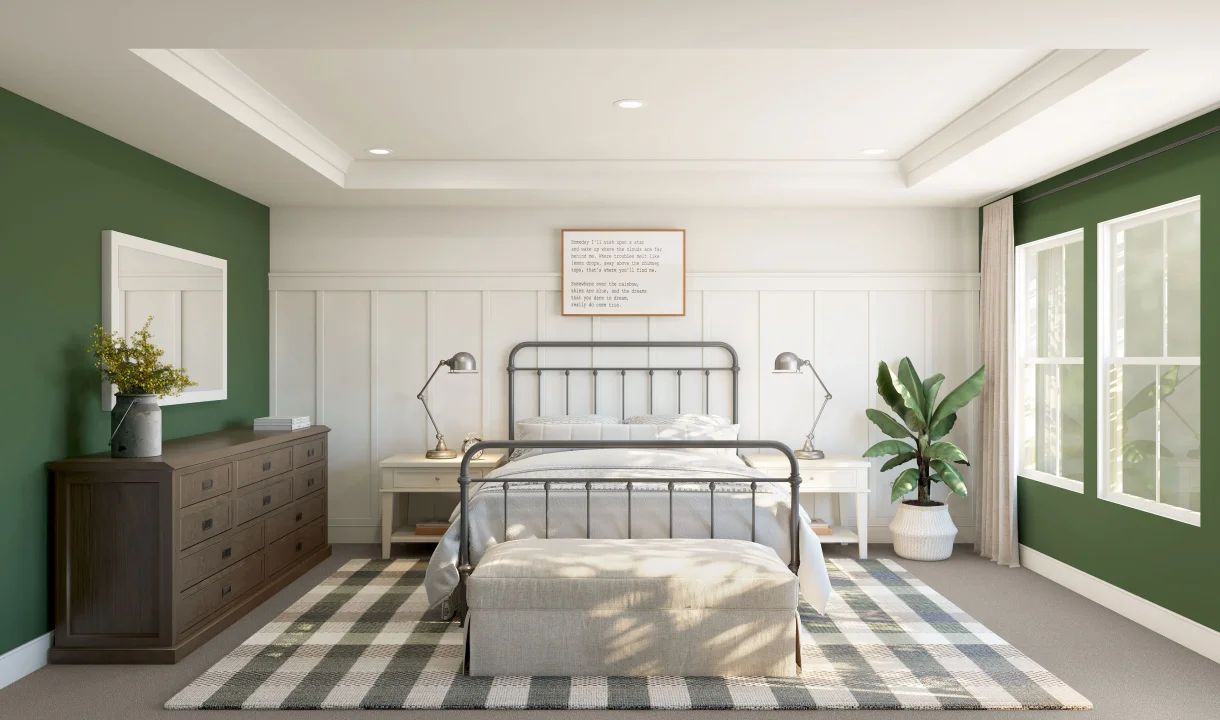 Primary suite with decorative feature wall