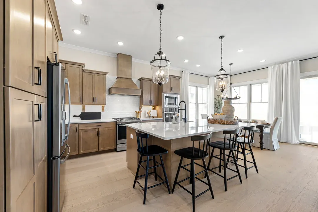Kitchen with pendant lighting over island