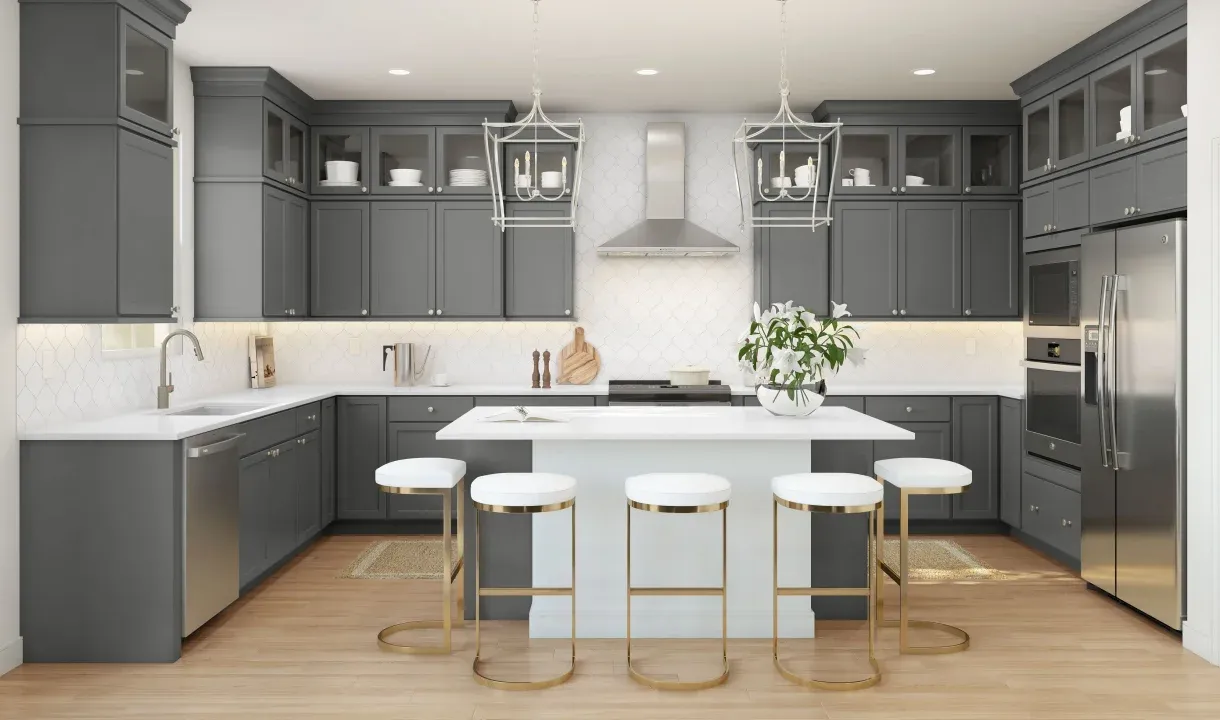 Classic kitchen with pendant lights