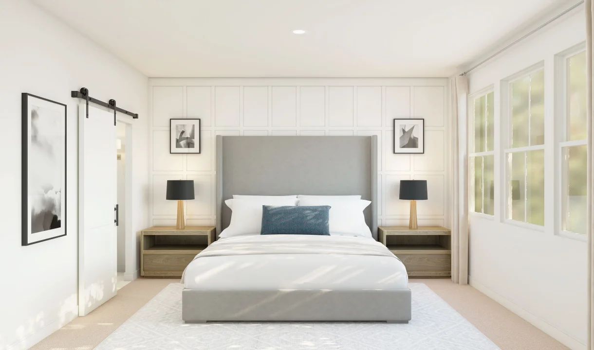 Primary suite with decorative feature wall