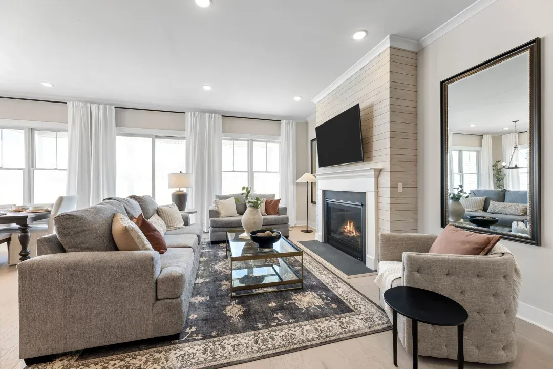 Great room with fireplace
