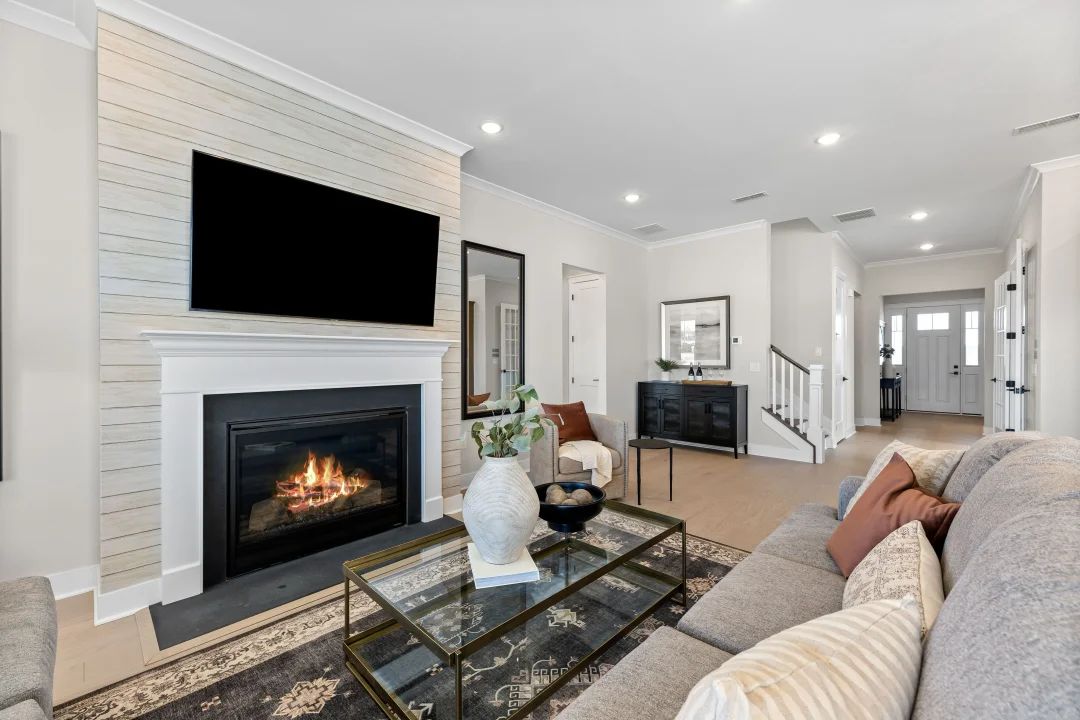 Great room with fireplace