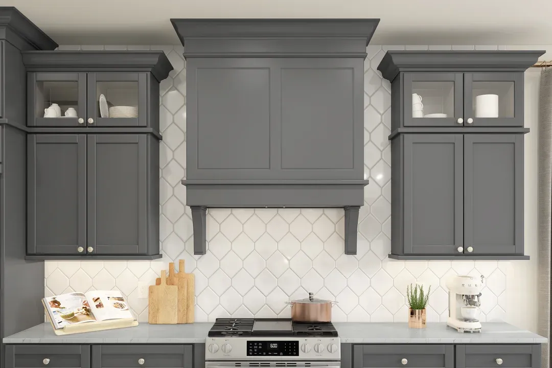 Kitchen with hexagonal tile backsplash