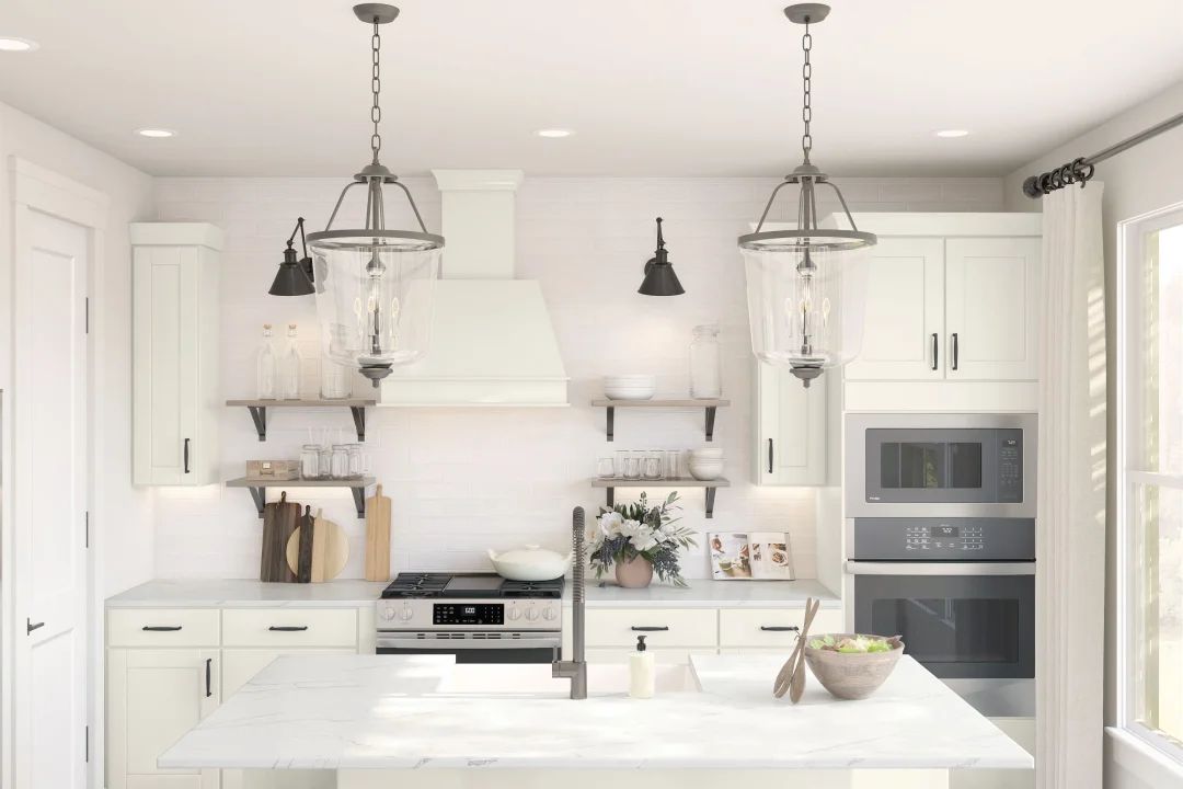 Kitchen with subway tile backsplash