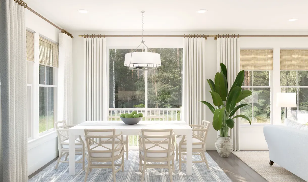 Dining area with chandelier